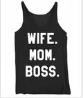 WIFE MOM Letter Pattern Casual Racer tank top. So cute!